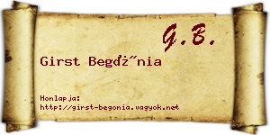 Girst Begónia névjegykártya